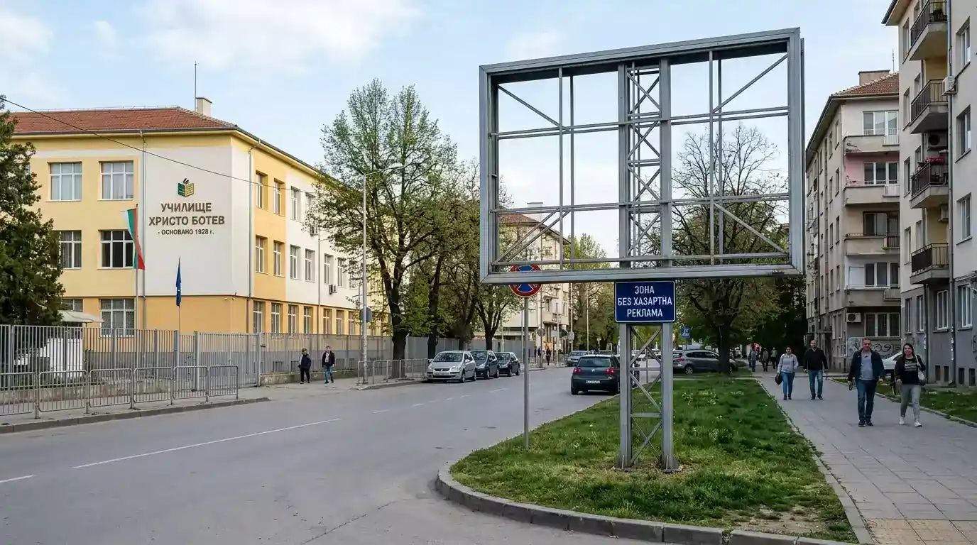 Премахнат билборд край училище заради изискването за разстояние от триста метра