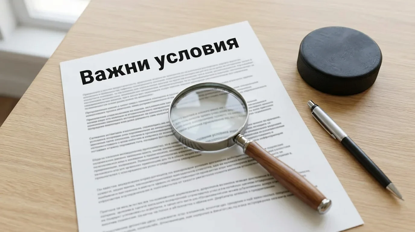 Дребен шрифт с условия и капани в бонус за хокейни залози