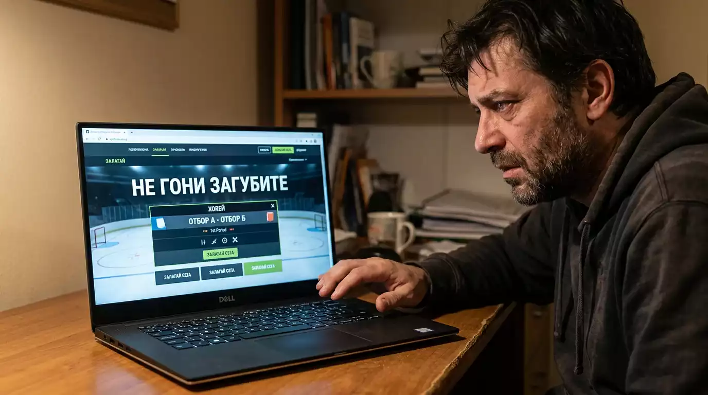 Импулсивен залог на хокей след загуба илюстрира гоненето на загуби