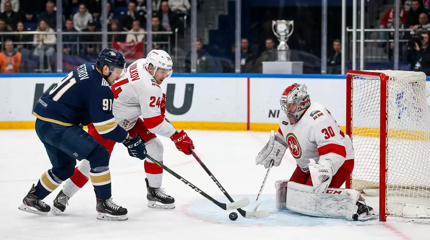 Плейофен мач от KHL за Купата на Гагарин със затегната борба на леда