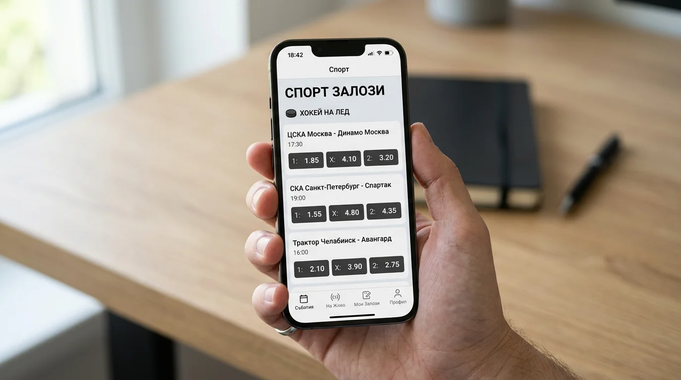 Екран на мобилно приложение с хокейни коефициенти