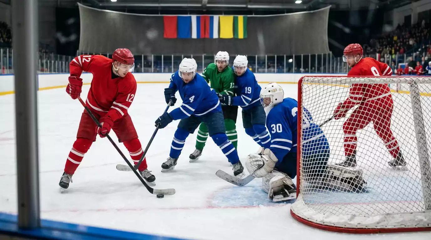 Неравностоен мач от груповата фаза на първенство на IIHF между разни нива