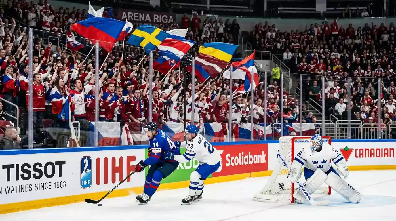 Домакинска публика подкрепя националния отбор на международен турнир на IIHF