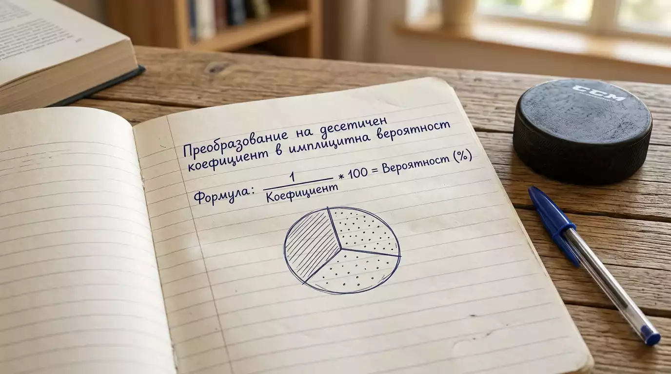 Превръщане на хокеен коефициент в имплицитна вероятност в проценти чрез проста формула