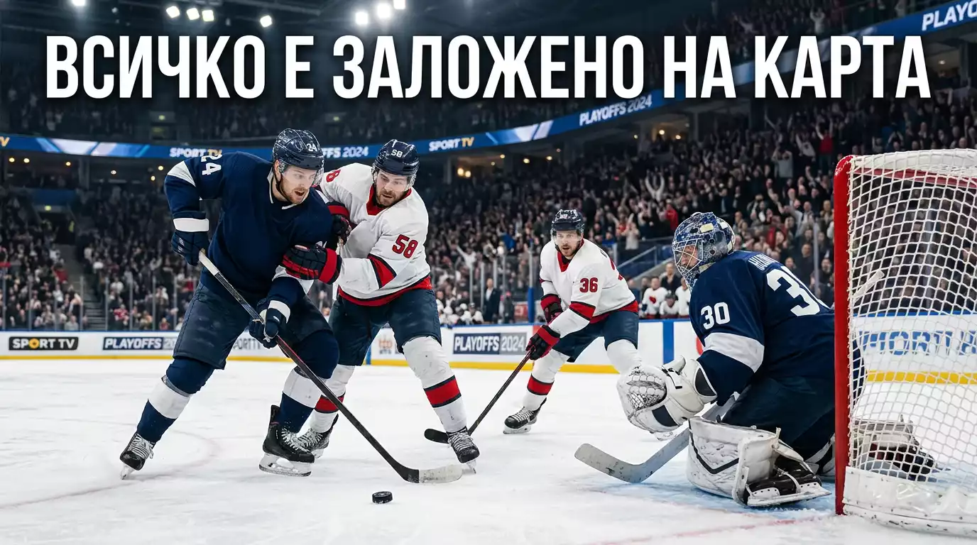 Висока интензивност в плейофен хокеен мач със залог на самия мач