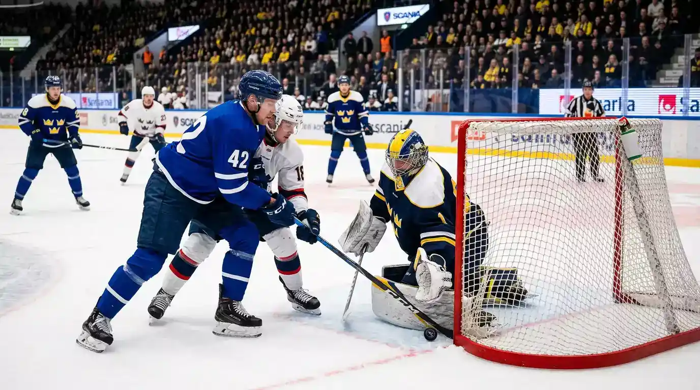 Силен шведски вратар в SHL поддържа ниско резултатен мач на леда