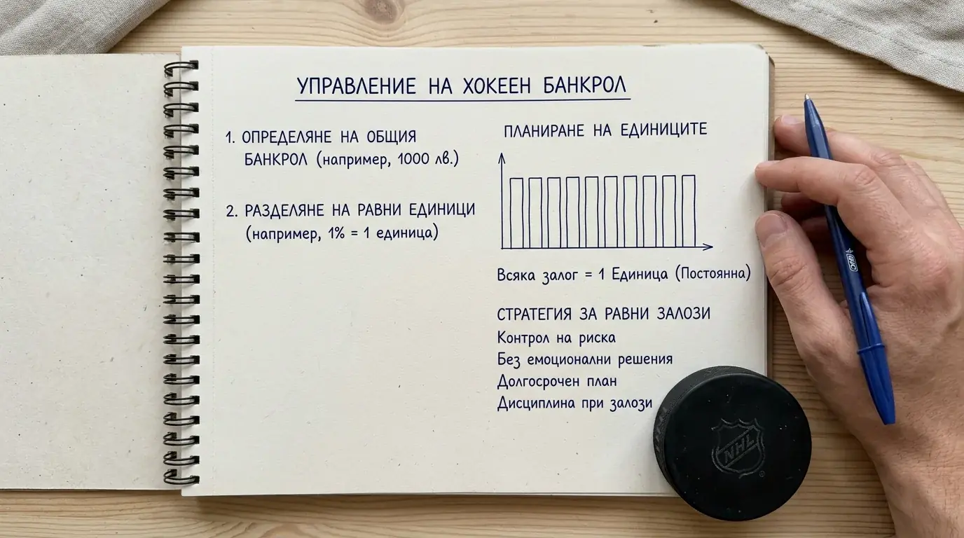 Планиране на банкрол за хокейни залози с разпределение по единици в бележник